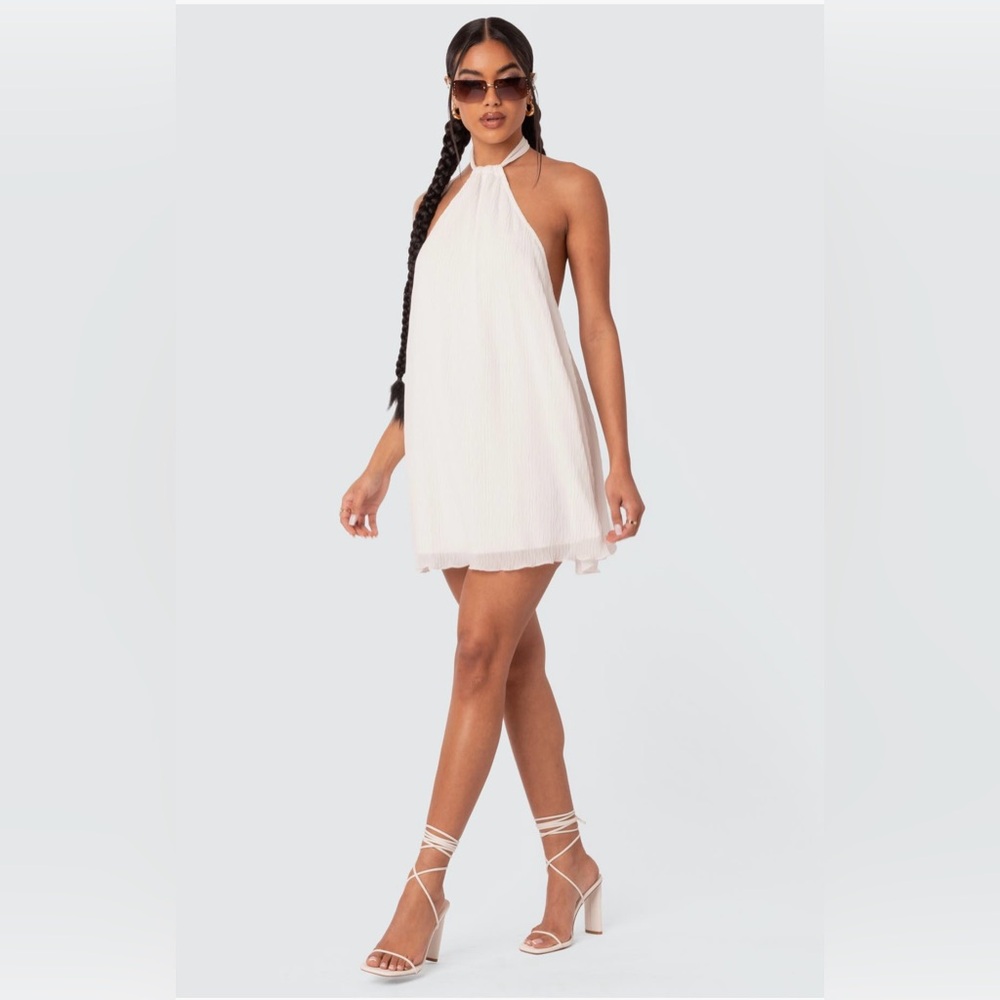 Edikted Halter Neck Dress in Light Pink